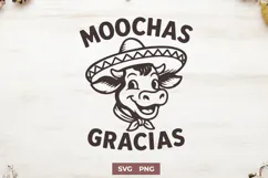 Moochas Gracias SVG PNG | Cute Funny Cow Pun Cricut File Product Image 1
