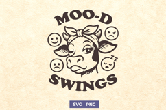 Funny Cow SVG Moo-D Swings Farm Animal Clipart, Cow Head PNG Product Image 1
