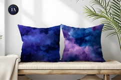 Deep Blue Purple Moody Watercolor FX Digital Paper Product Image 2