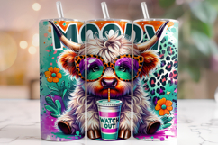 Moody Tumbler Wrap, Funny Highland Cow Tumbler, Sarcastic Product Image 1