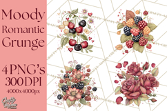 Moody Romantic Grunge PNG, Deep Red Lace Clipart, Gothic Product Image 1