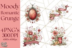 Moody Romantic Grunge PNG, Deep Red Lace Clipart, Gothic Product Image 1