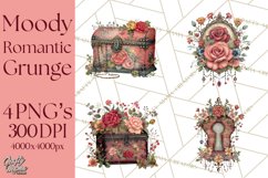 Moody Romantic Grunge PNG, Deep Red Lace Clipart, Gothic Product Image 1