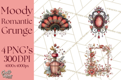 Moody Romantic Grunge PNG, Deep Red Lace Clipart, Gothic Product Image 1