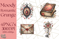 Moody Romantic Grunge PNG, Deep Red Lace Clipart, Gothic Product Image 1