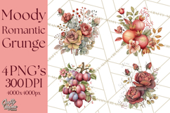 Moody Romantic Grunge PNG, Deep Red Lace Clipart, Gothic Product Image 1