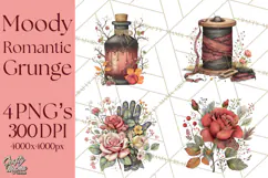 Moody Romantic Grunge PNG, Deep Red Lace Clipart, Gothic Product Image 1