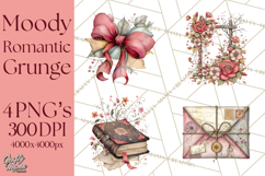 Moody Romantic Grunge PNG, Deep Red Lace Clipart, Gothic Product Image 1