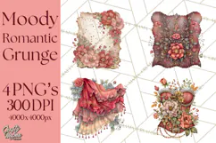 Moody Romantic Grunge PNG, Deep Red Lace Clipart, Gothic Product Image 1