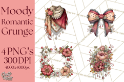 Moody Romantic Grunge PNG, Deep Red Lace Clipart, Gothic Product Image 1