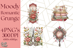 Moody Romantic Grunge PNG, Deep Red Lace Clipart, Gothic Product Image 1