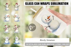 Glass Can Watercolor Moody Snowmen Product Image 1