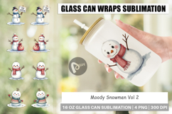 Glass Can Watercolor Moody Snowmen Product Image 1