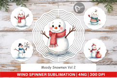 Wind Spinner Watercolor Moody Snowmen Product Image 1