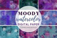 Moody Purples & Teal Watercolor Paper Sublimation Background Product Image 1