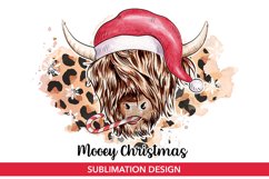 Mooey Christmas| Highland cow Christmas Sublimation Design Product Image 1
