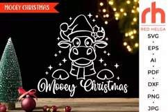 mooey christmas svg, xmas cow svg, farm christmas svg, cow santa hat svg, christmas scene svg, xmas window decor, window cling svg, christmas card svg, christmas ornament svg, farm decoration svg, farmhouse design dxf, winter theme svg, christmas template