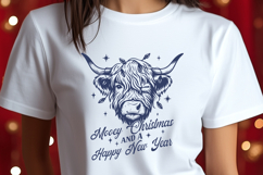 Mooey Christmas and a Happy New Year SVG | Highland Cow PNG Product Image 2