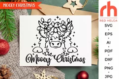 mooey christmas svg, xmas highland cow svg, farm christmas svg, cow garland svg, christmas scene svg, xmas window decor, window cling svg, christmas card svg, christmas ornament svg, farm decoration svg, farmhouse design dxf, winter theme svg