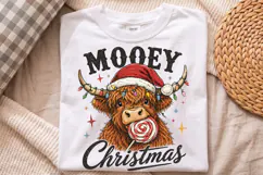 Mooey Christmas Highland Cow PNG, Mooey Christmas Shirt Product Image 2