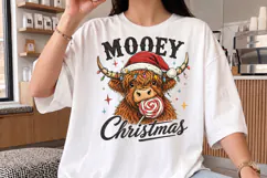Mooey Christmas Highland Cow PNG, Mooey Christmas Shirt Product Image 3