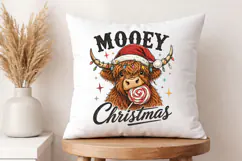 Mooey Christmas Highland Cow PNG, Mooey Christmas Shirt Product Image 4