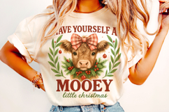 Have Yourself A Mooey Little Christmas Cow PNG, Holiday PNG Product Image 2