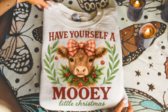 Have Yourself A Mooey Little Christmas Cow PNG, Holiday PNG Product Image 3