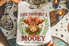 Have Yourself A Mooey Little Christmas Cow PNG, Holiday PNG Product Image 3