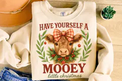 Have Yourself A Mooey Little Christmas Cow PNG, Holiday PNG Product Image 4