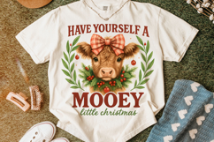 Have Yourself A Mooey Little Christmas Cow PNG, Holiday PNG Product Image 5