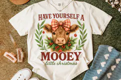 Have Yourself A Mooey Little Christmas Cow PNG, Holiday PNG Product Image 5