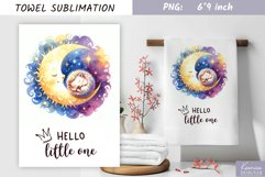 Hello Little One|Nursery Watercolor Towel Sublimation Product Image 1
