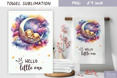 Hello Little One|Nursery Watercolor Towel Sublimation Product Image 1