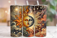Sun And Moon Boho Tumbler Wrap, Celestial Tumbler Wrap PNG Product Image 1