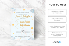 Editable Over the Moon Baby Shower Invitation Canva Template Product Image 7