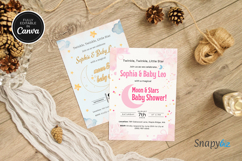 Editable Over the Moon Baby Shower Invitation Canva Template Product Image 5
