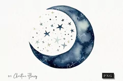 Watercolor Moon Clipart | Watercolor Halloween PNG Product Image 1