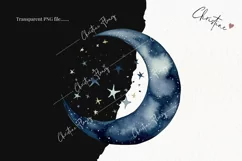 Watercolor Moon Clipart | Watercolor Halloween PNG Product Image 2