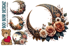 Floral Moon Clipart Product Image 1