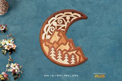 Mandala Crescent Moon with Mountain Forest Layered Lasercut Product Image 1