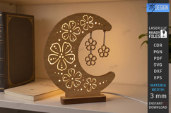 Crescent Moon Nightlight Lamp Laser Cut | Table Lamp | CNC Product Image 1