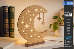 Crescent Moon Nightlight Lamp Laser Cut Bundle | Table Lamp Product Image 5