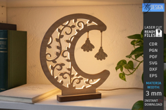 Crescent Moon Nightlight Lamp Laser Cut Bundle | Table Lamp Product Image 6