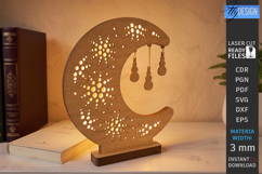Crescent Moon Nightlight Lamp Laser Cut Bundle | Table Lamp Product Image 7