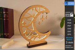 Crescent Moon Nightlight Lamp Laser Cut | Table Lamp | CNC Product Image 1
