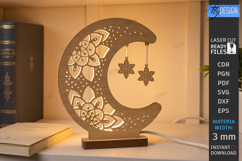 Crescent Moon Nightlight Lamp Laser Cut Bundle | Table Lamp Product Image 10