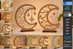 Crescent Moon Nightlight Lamp Laser Cut Bundle | Table Lamp Product Image 1