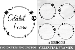 Celestial Frames SVG Files. Sun, Moon and Stars PNGs Clipart Product Image 1
