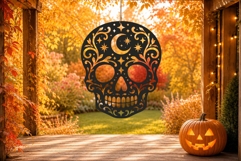 Moon Skull Halloween SVG Laser Cut Ornament
